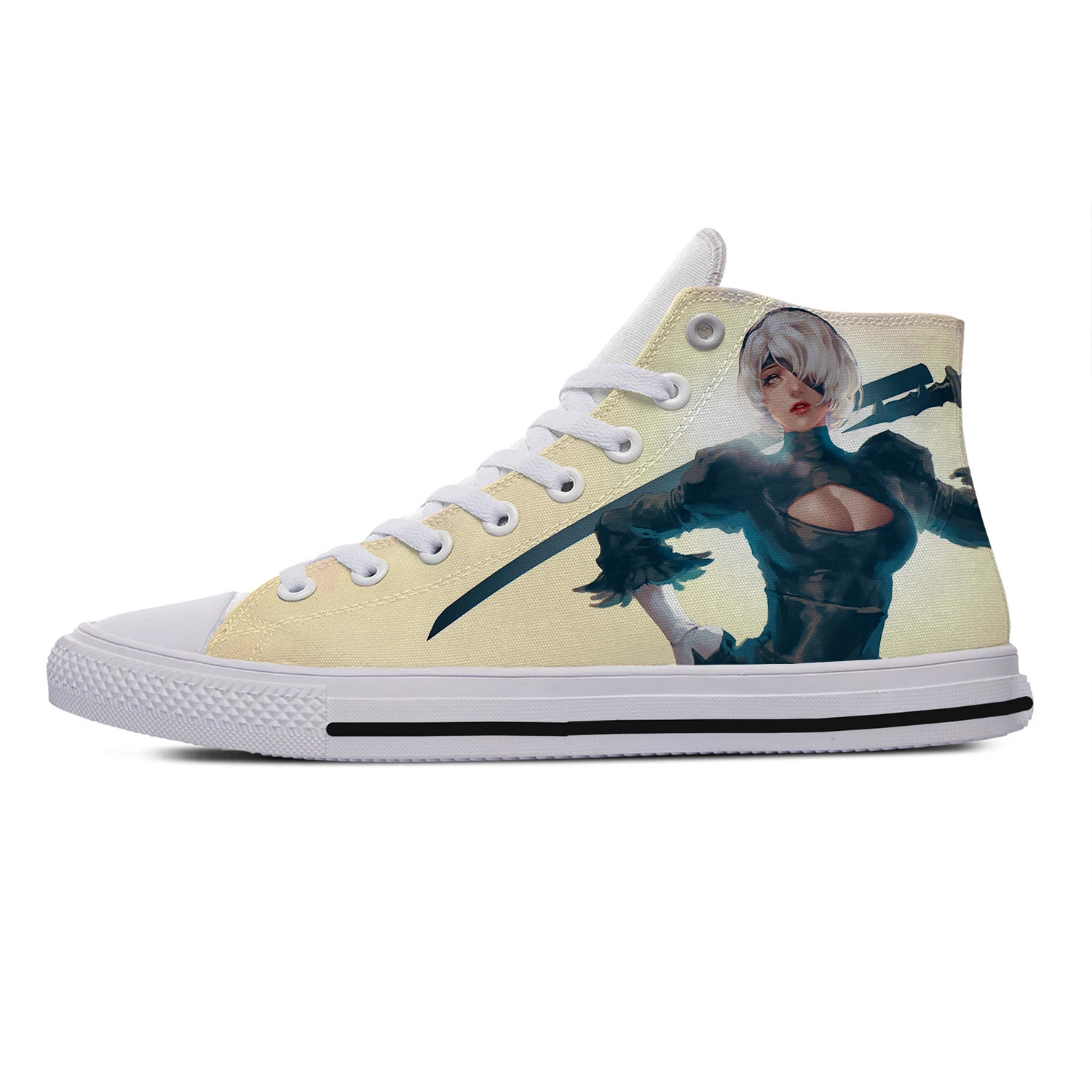 NieR Automata High Top Sneakers Mens Womens Teenager Hot Fashion Casual Shoes Canvas Running Shoes 3D Print  Lightweight shoe