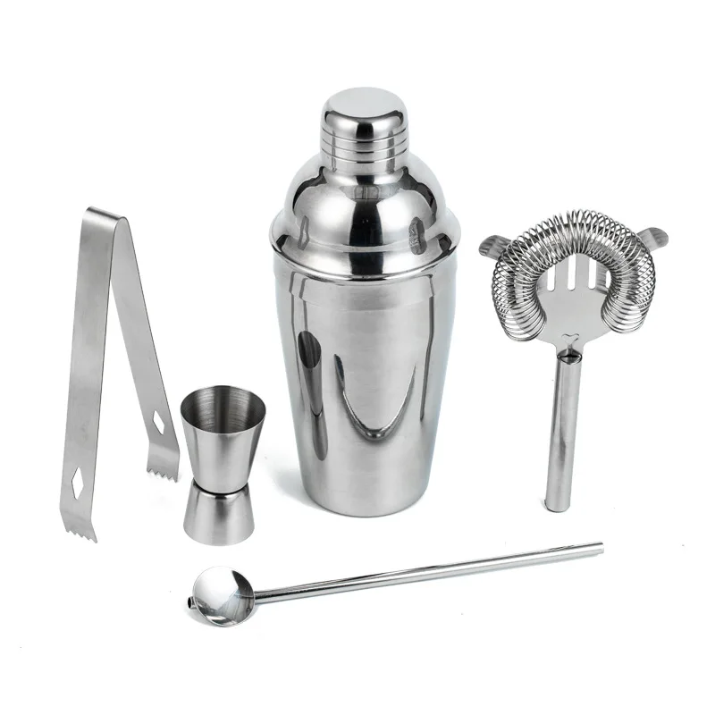 

5PCS Stainless Steel Shaker Set Cocktail Bartending Tool Five-Piece Family Entry-Level Suit