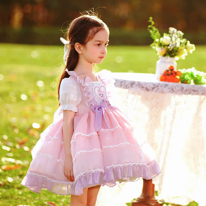 Summer New Girls Short Sleeve Chiffon Dress Children Lovely Lolita Skirt