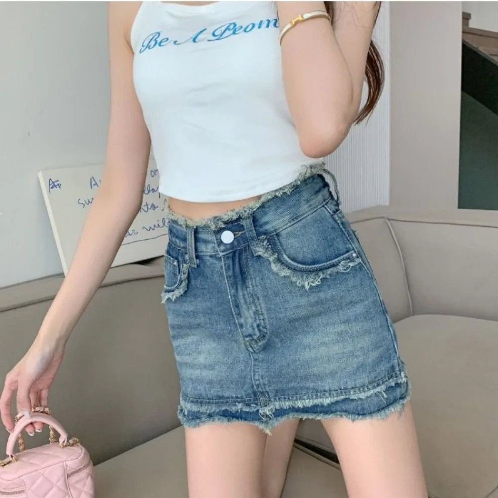 Invisible Open Crotch Outdoor Sex Trend Women's Denim Shorts Fashion Jeans Skirt Pants Summer High Waist Erotic Woman Clothing