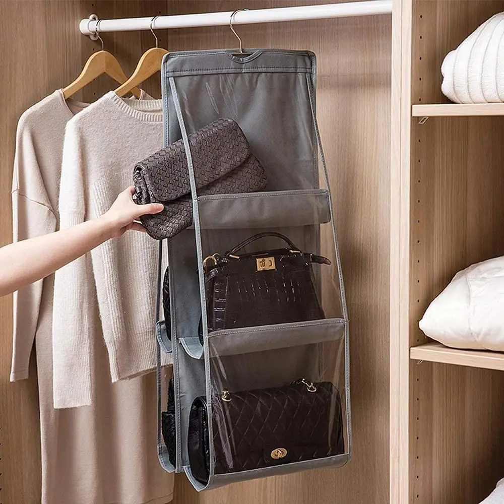 Hanging Handbag Organizer Dust-Proof Storage Holder Bag Wardrobe Closet for  Purse Clutch with 8 Larger Pockets 