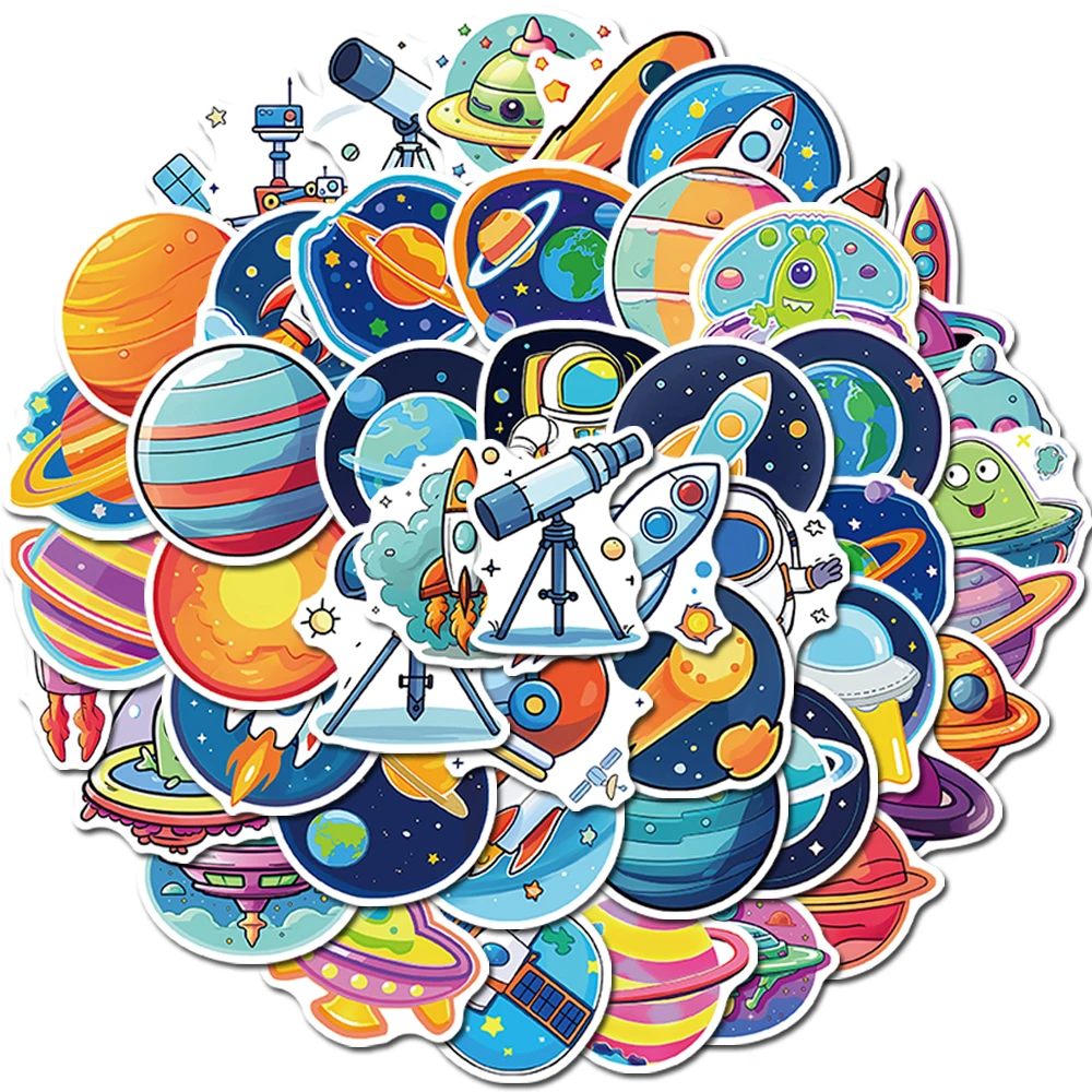 

10/25/50PCS Space Astronaut Graffiti Stickers For Refrigerator Guitar Notebook Bicycle Car Helmet DIY Gift Kids Toys