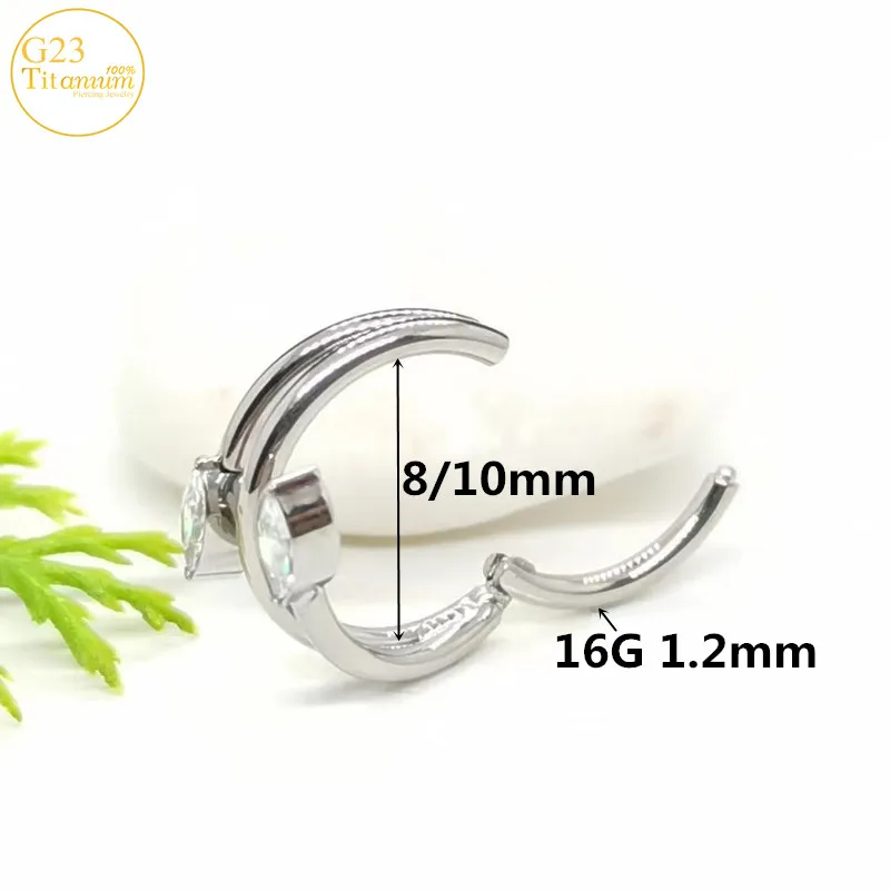 ASTM F136 Titanium Earrings Septum Piercing Nose Rings Plating Gold CZ Zircon Rings Cartilage Tragus Helix Piercing Body Jewelry