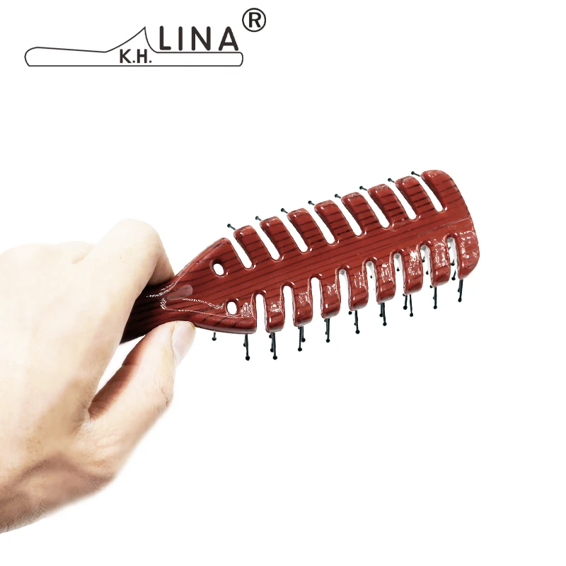 1 Piece Men Fluffy Hair Curly Brush Salon Hairdressing Combs Anti-static Massage Hair Care Ribs Comb Nine-Row Comb Styling Tools 3