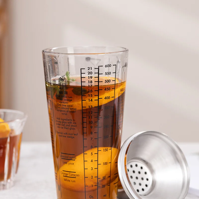 400/600ML Glass Cocktail Shaker Transparent Cup Mixing Shaker Hand Leakproof Party Bar Home Wine Glass Champagne Bartender Tools cocktail shaker