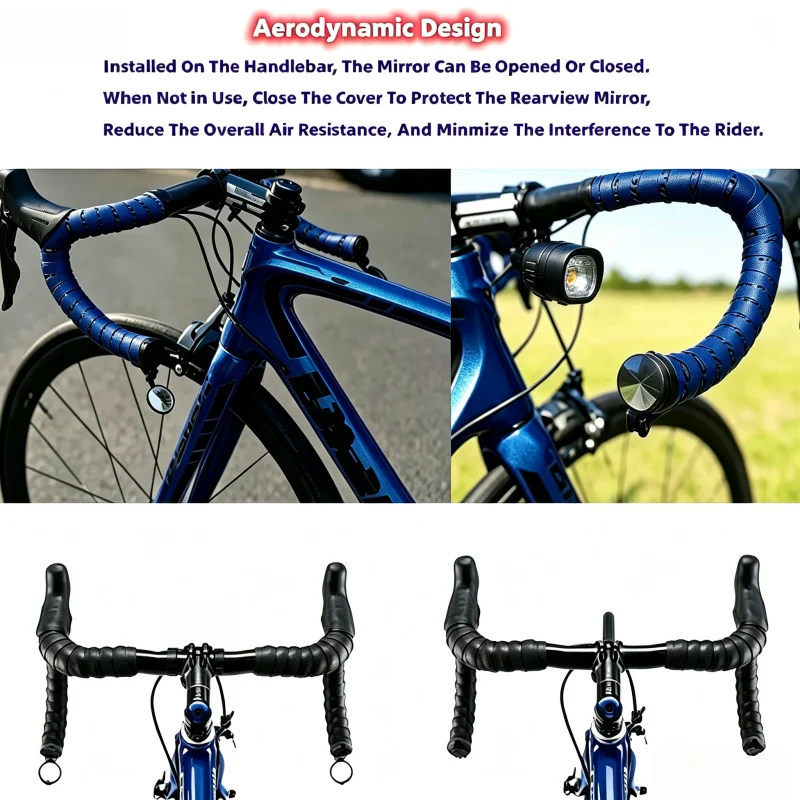 Cycling Handlebar-Mounted Rear View Mirror with Lightweight Acrylic Lens