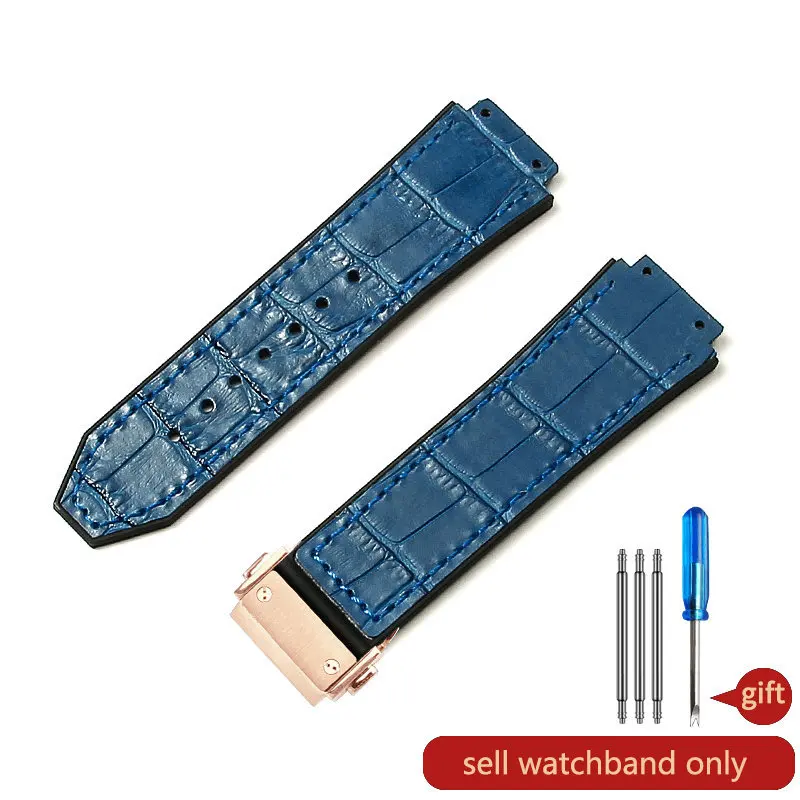 Hublot Yubo Watch Classic Fusion Series Leather Silicone Watchband with Tool, 19mm, Convex Interface