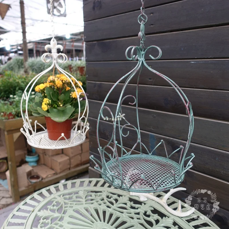 2-pack iron flower stand hanging basket indoor simple balcony rack outdoor garden courtyard succulent flower pot rack