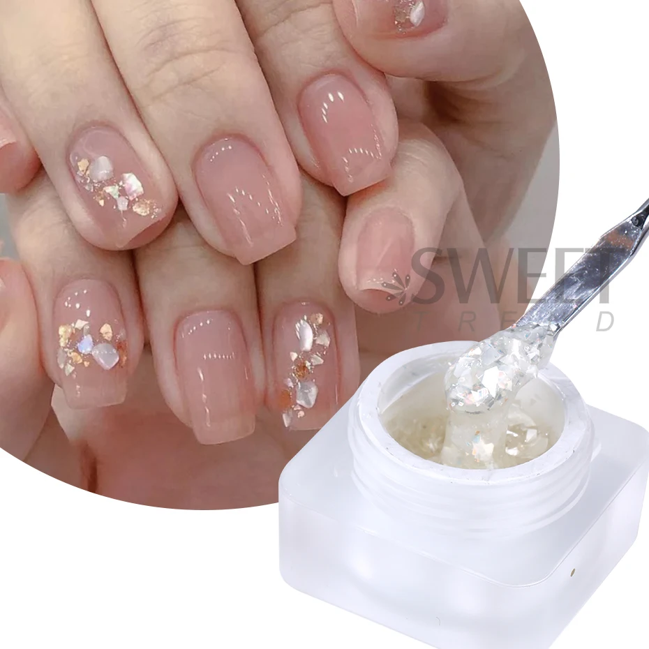 5ml Shimmer Shell Mermaid Nail Gel Polish Sparkling White UV LED Shiny Varnishes Soak Off Lacquer Broken Mica Gel Manicure Decor