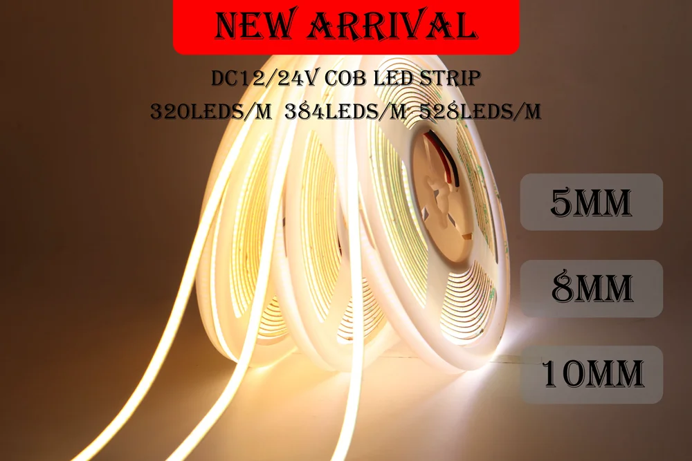 outdoor led strip lights COB LED Strip High Density Flexible FCOB 320/384/528LEDs/m Lights Tape Cool/Nature/Warm White Linear Dimmable DC12V/24V kitchen led strip lights