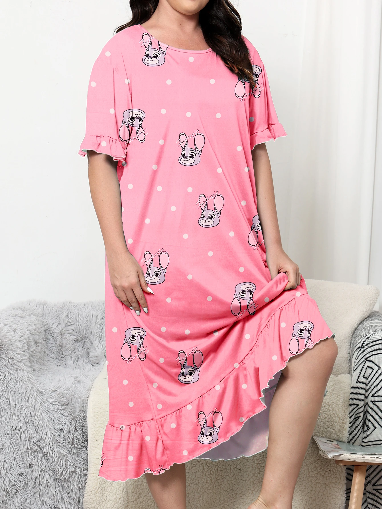 Plus size dress, knee length dress, cute girl style home and casual wear, can be worn externally. Plus size 1-5XL 2024 new dress