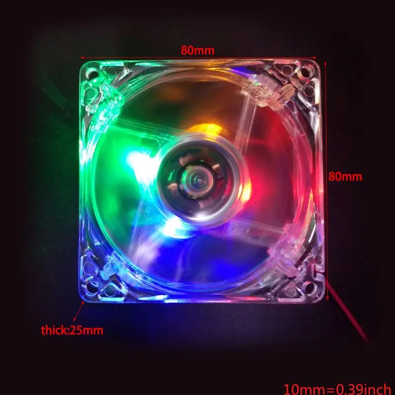 CPU Coolers,Radiators System RGB LED 80mm for CASE Fan,Quiet Edition High  Colorful Chassis Fan for PC CPU Cases P9JB