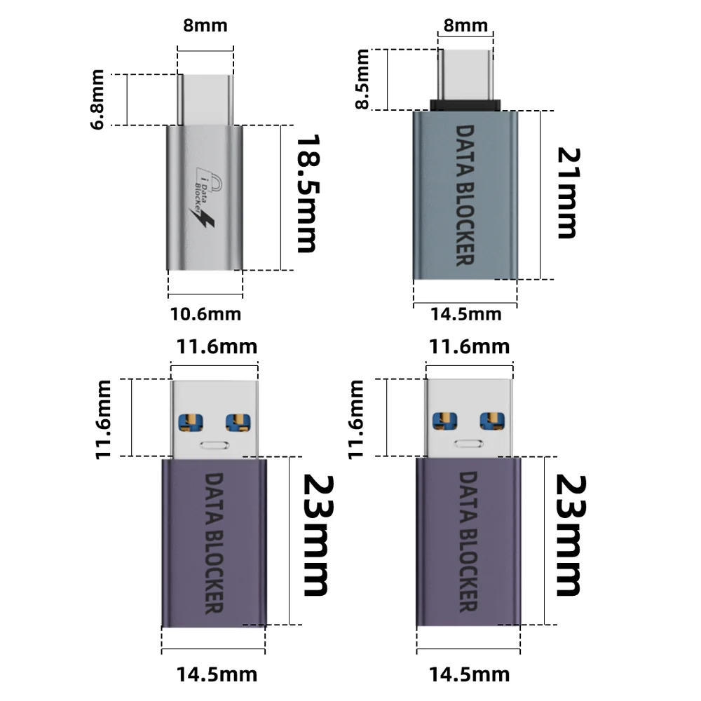 USB A/C to Type-C 데이터 차폐 어댑터 충전 전송 없음 차폐 데이터 도난 방지 변환기 노트북 패블릿 폰용