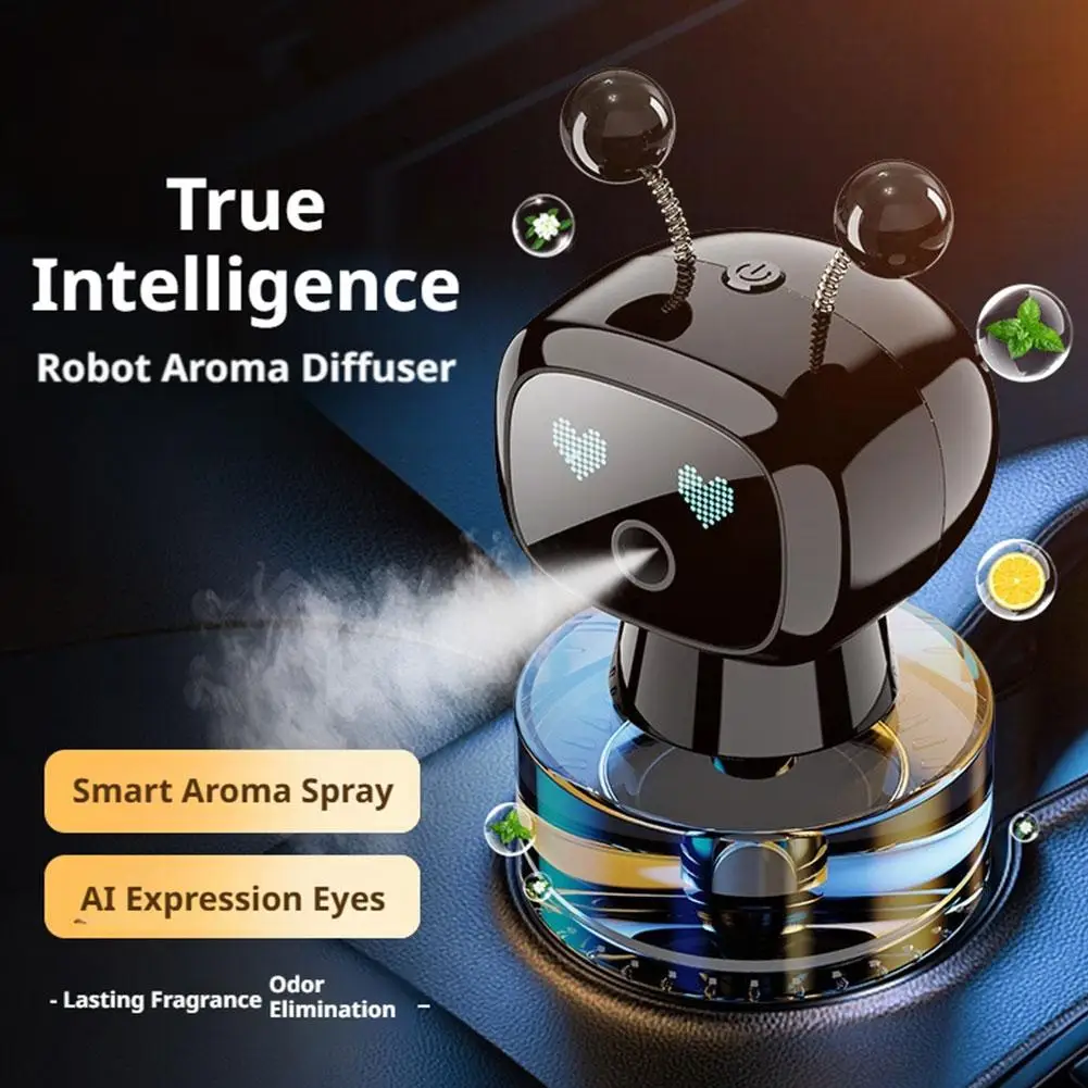 Diffusore di aromi intelligente per auto a forma di robot, spray automatico di fragranze, purifica l'aria e funziona come un elegante ornamento per l'interno dell'auto. - immagine 2