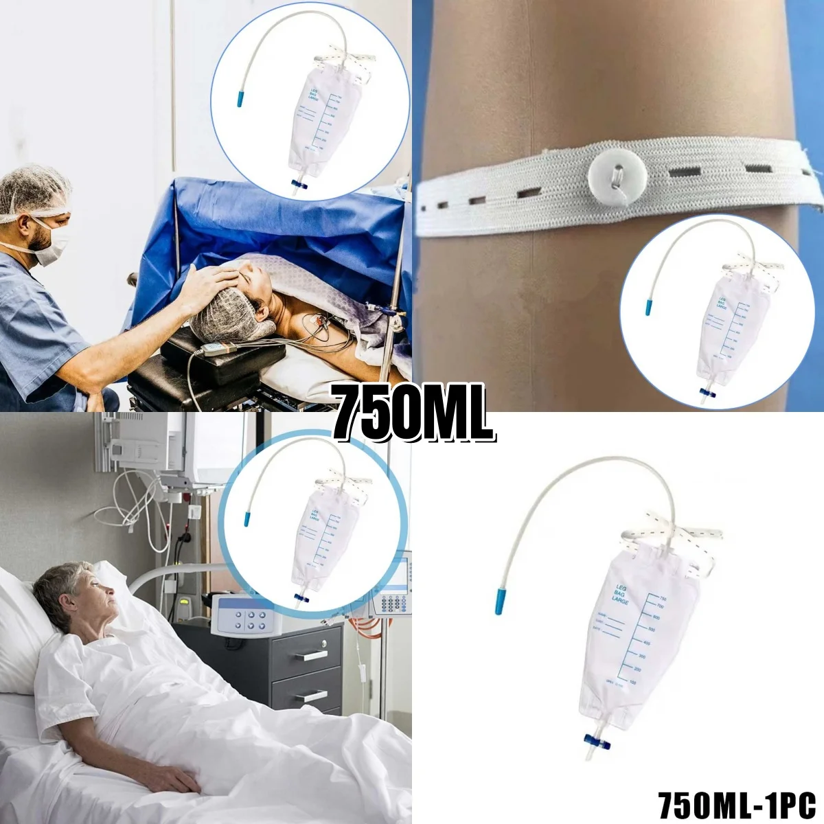 1Pcs Male Disposable Urine Bag Urine Collector Bag Drainage Cathether Urinal for Incontinence Bedridden Patients 750-2000ML