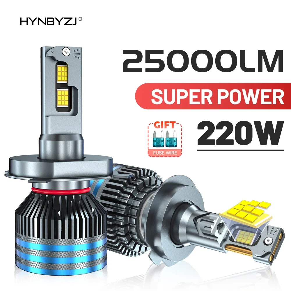 HYNBYZJ 220W 25000LM H4 H7 H11 Светодиодная лампа Canbus H1 H8 HB3 HB4 HR2 9005 9006 9012 H13 9007 9008 мощная Автомобильная фара стандарта 6000K