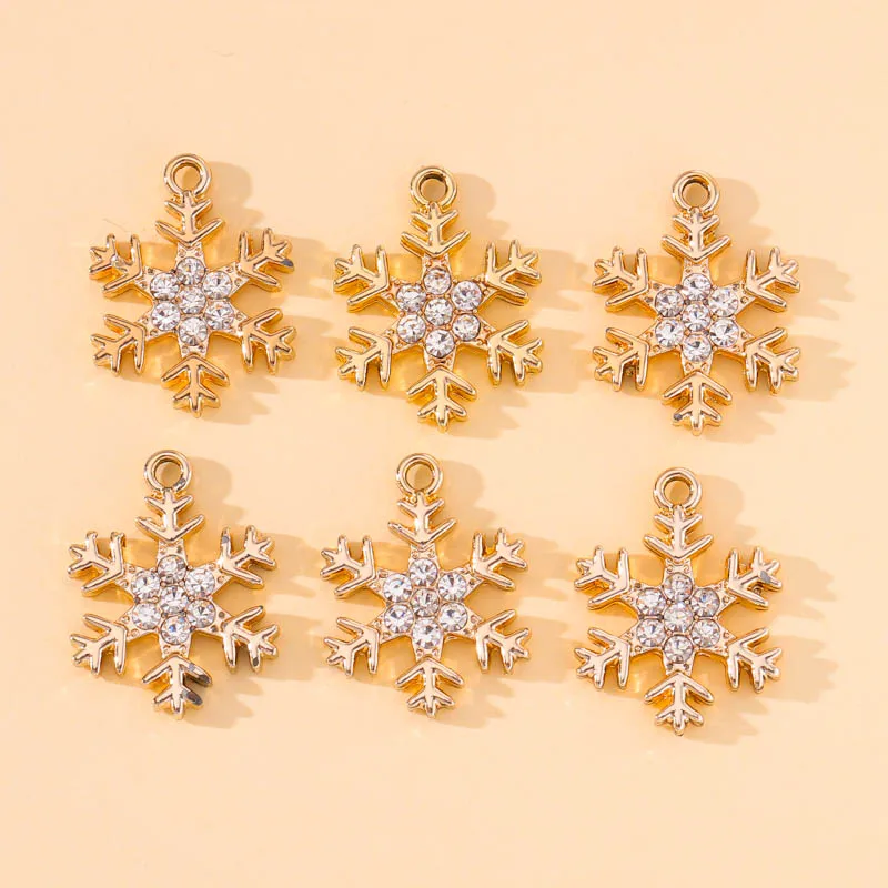 20Pcs Neue Weihnachten Kristall Schneeflocke Zirkon Halsketten Charms Anhänger für DIY Ohrringe Handgemachten Schmuck Machen Frauen Mädchen Geschenk – Detail 5