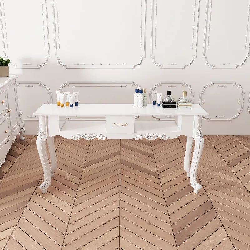 

Marble Manicure Table Designer White Vacuum Cleaner Professional Table Living Room Big Schminktisch Nail Room Furniture CY50ZJ
