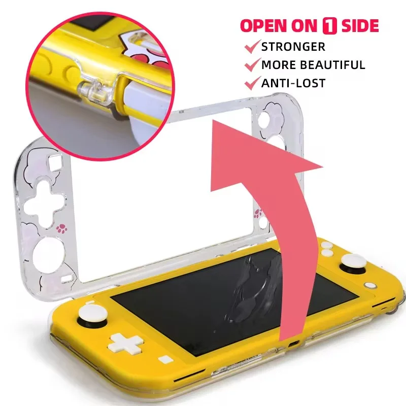 Cute Clear Protective Case for Nintendo Switch Lite - Transparent Hard Shell Cover