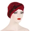 KepaHoo India Lurex Glitter Cross Braid Jersey Turban Hats Beanie Bonnet Canner Islamic Chemo Caps Solid Muslim Hair Loss Cover 3