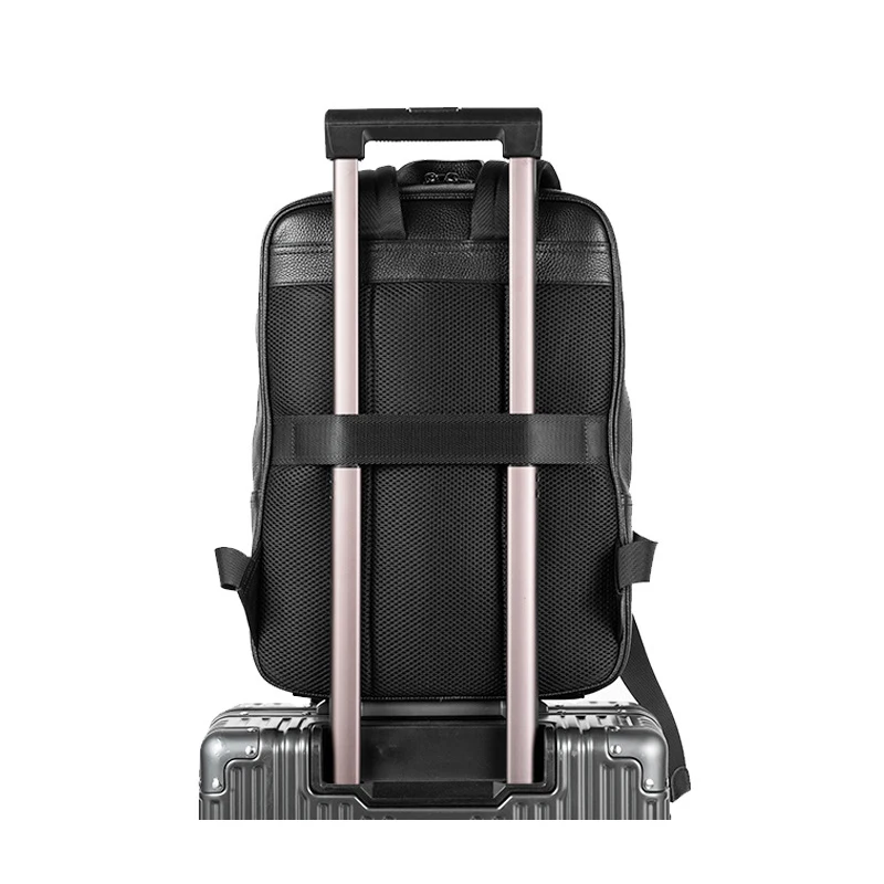 2024 New Brand Genuine Leather Men Backpacks Fashion Real Natural Leather Student Backpack Boy Luxury Business Laptop School Bag 3