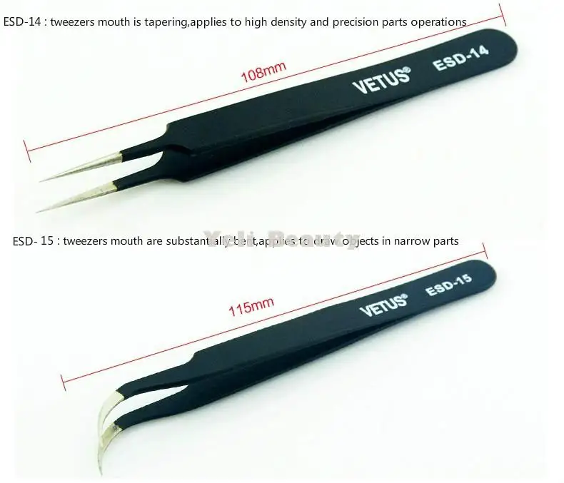 Vetus ESD Anti-Static Stainless Steel Volume Tweezers For Eyelash Extension Tweezers Eyelash Nipper Crafts Makeup Tools 6