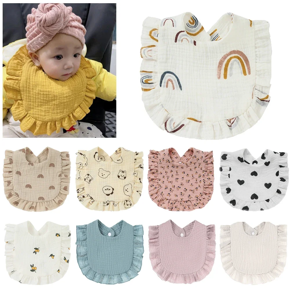 

Korean Style Baby Feeding Drool Bib Ruffle Floral Infants Saliva Towel Soft Cotton Burp Cloth For Newborn Toddler Kids Bibs New