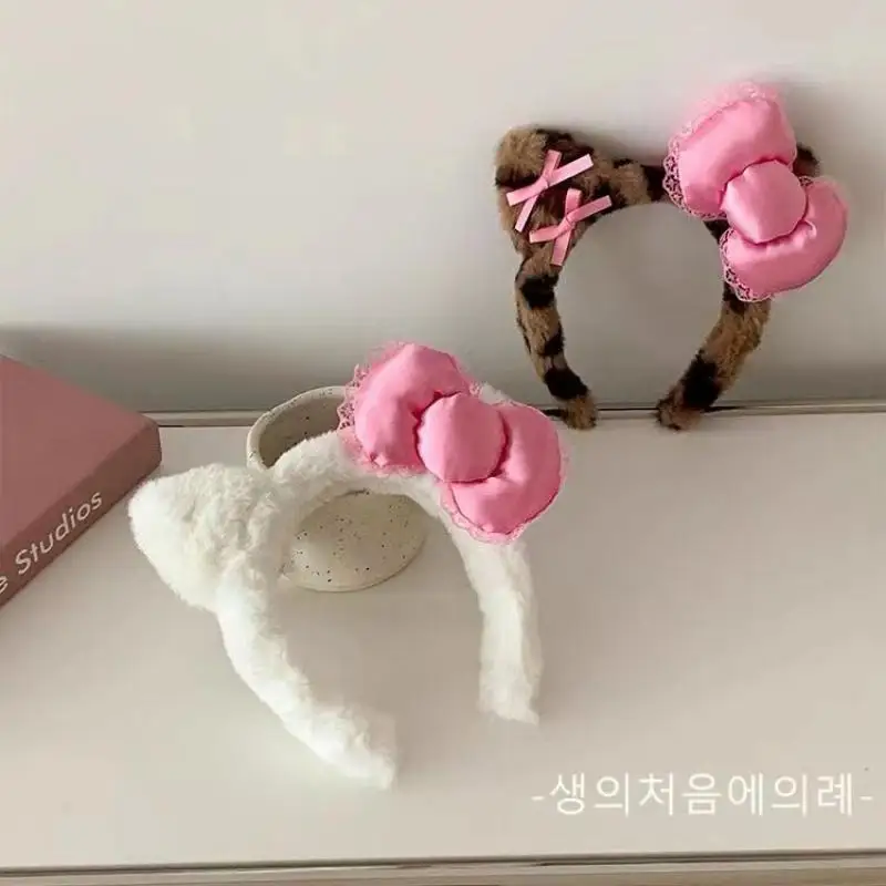 

Милая плюшевая лента Hello Kitty Sanrio с милыми мультяшными рисунками, повязка для волос с кошачьими ушками, плюшевые аниме игрушки для девочек, детские игрушки, подарок на день рождения