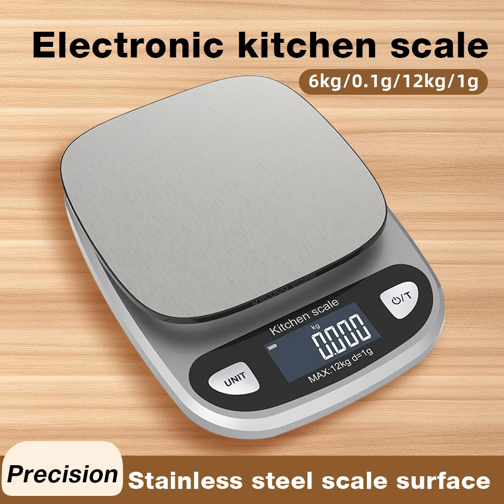 Waterproof Stainless Steel Scale Kitchen Scale 12kg/1g 6kg/0.1g