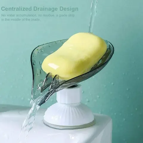 

Soap Box Drain Leaf Shape Punch-Free Soap Holder Rack Suction Cup Rotatable Multifunction Kitchen Bathroom Supplies Gadgets