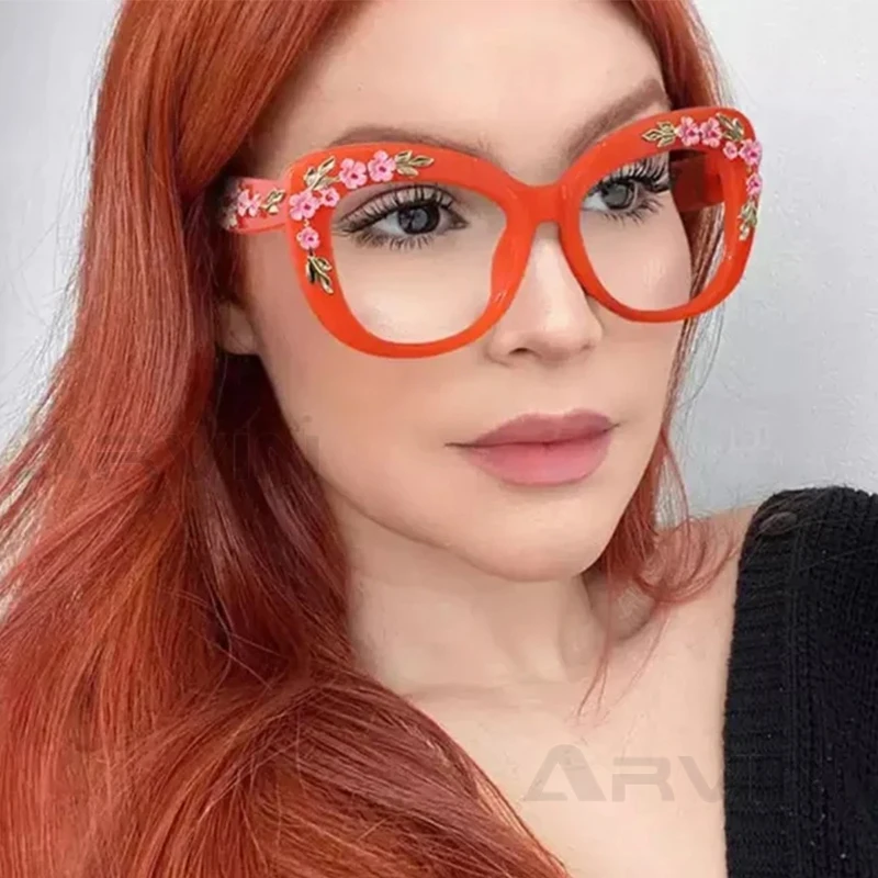 Women's Deluxe Large Frame Cat Eye Glasses Clear Lens Anti Blue