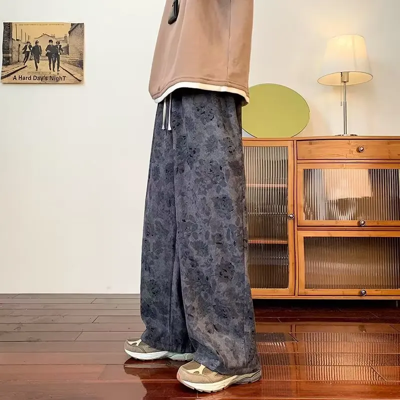 Vintage Casual Pants Men'S Spring And Autumn Ins-Style Corduroy Pants Loose Straight Tube Mop Pants