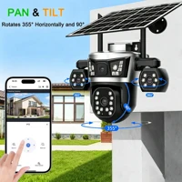 Caméra de sécurité solaire 16MP, charge solaire, contrôle PTZ, détection humaine PIR, moniteur audio-vidéo bidirectionnel, vision nocturne couleur, étanche IP66, surveillance CCTV, prise en charge du zoom optique 10x, pour la maison, la cour, la ferme 4