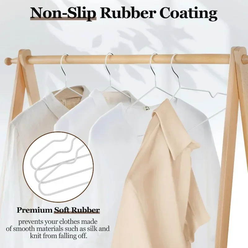 10pcs Metal Clothes Hangers Traceless No-Slip Durable Strong Space Saver for Bedroom Organization