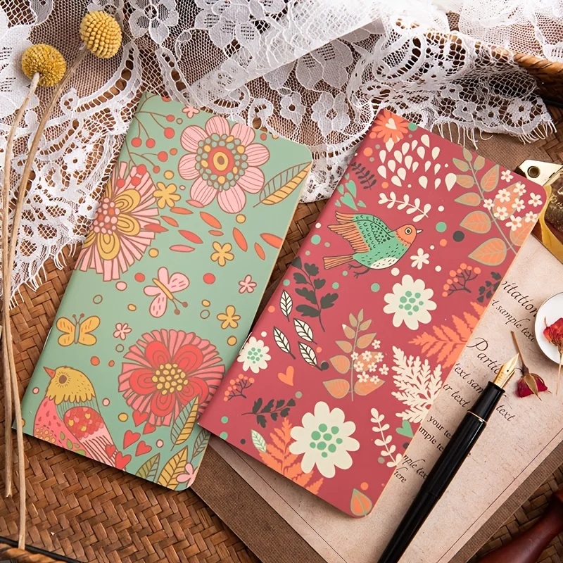 4 vintage kraft paper notebooks, portable, small diary, planning notebook, daily notebook - 3