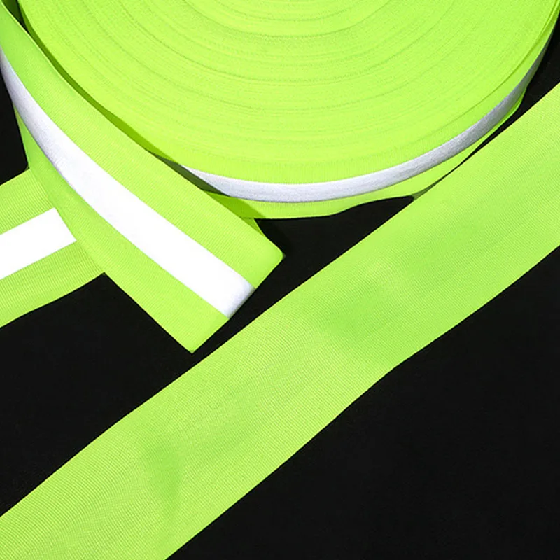 50 Yards Sew On Reflective Trim Tape 30mm/40mm/50mm Orange Green Reflective Stripe 15mm Fabric Safety for Garment Sewing