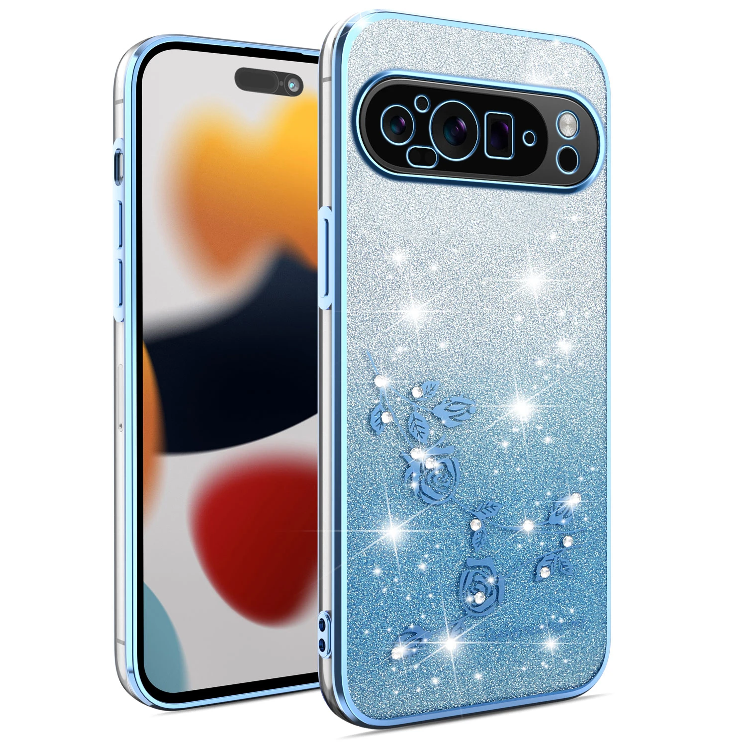 Electroplating Glitter Gradient Eternal Flower Pattern Phone Case - Soft Protective Cover