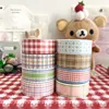 Korean Ins Retro Grid Decoration Adhesive Tape Planner Handbook DIY Scrapbooking Journal Collage Material Stickers 5