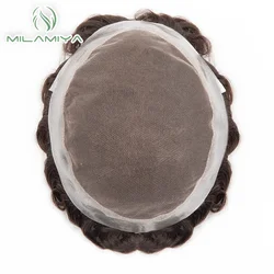 Australia Men Toupee Lace and PU Base Wig For Men Real Human Hair Replacement System Unit For Men Male Brown Hair Prosthesis