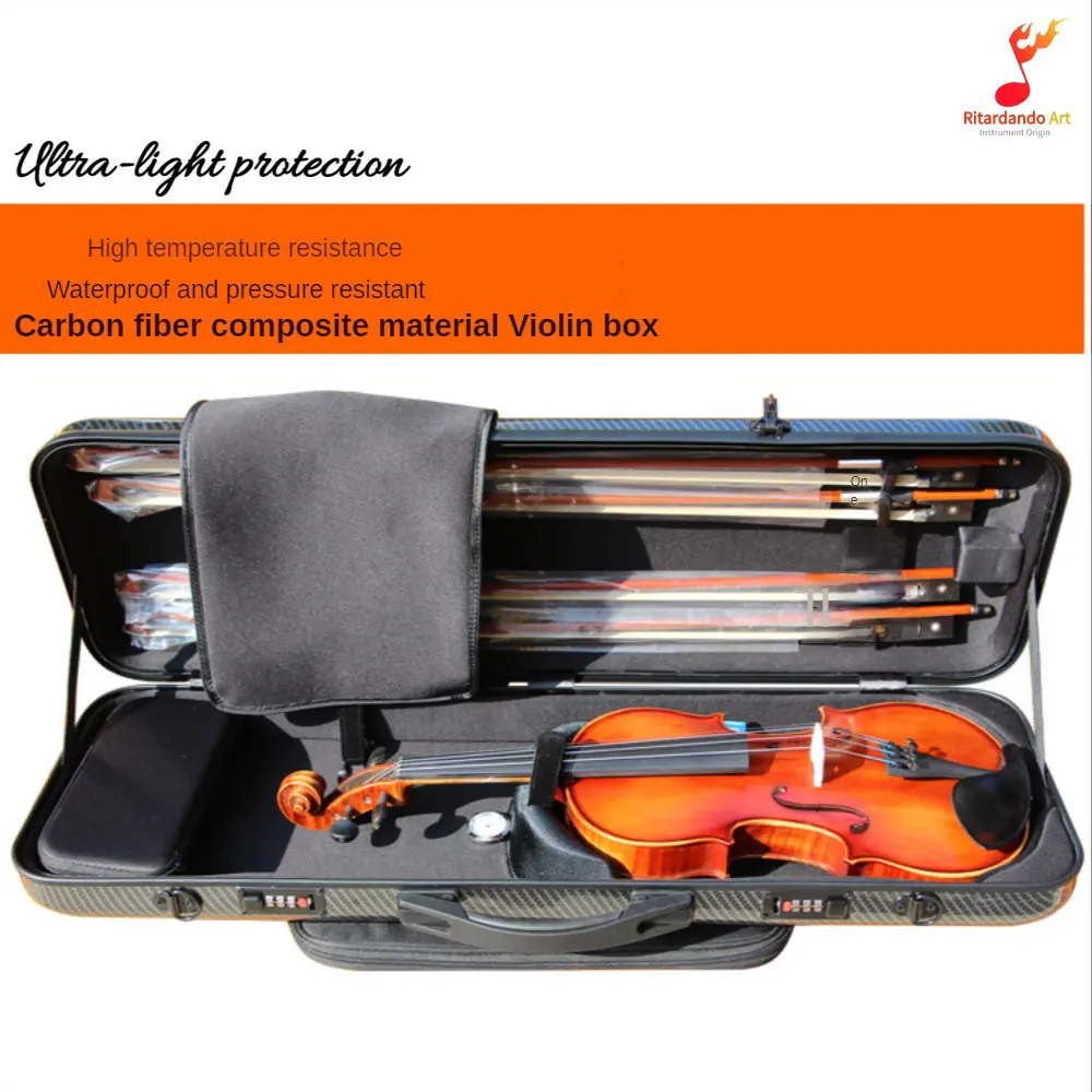 4/4violin Viola Case Mixed Carbon Fiber Violins Box Full Size Black White Silver Gold Waterproof