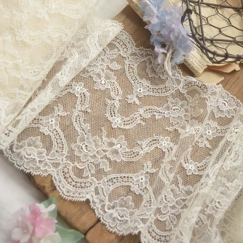 

20Yards Floral Beige Elastic Stretch Lace Fabric Trims Garment Bra Lingerie Sewing Materials Trimmings Craft