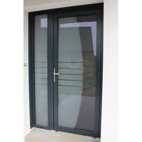 Hurricane Impact Thermal Break Aluminum Double Doors Tempered Glass Low E Glass Swing Door Exterior Front French Casement Doors