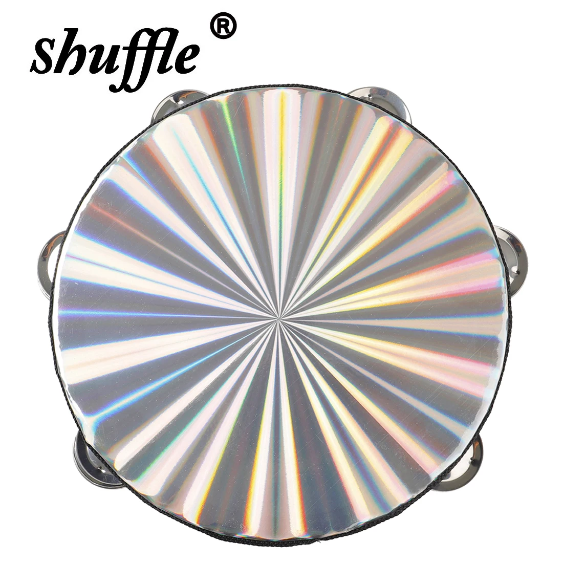 Orff 8 Inch Tambourine Laser Drums Percussion Instrument for KTV Party Jingle Bell Hand Rattle Drum Children's Music Gifts