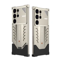 Aluminum Alloy Frameless Anti - Fall Phone Case with Metal Buckle and Heat Dissipation - Galaxy S25 Ultra (Titanium)