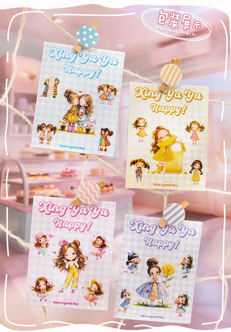 50 Blatt Vintage INS große Größe süße kleine Mädchen Aufkleber dekorative Etiketten Tagebuch Album handgemachte Scrapbooking-Zubehör – Detail 3