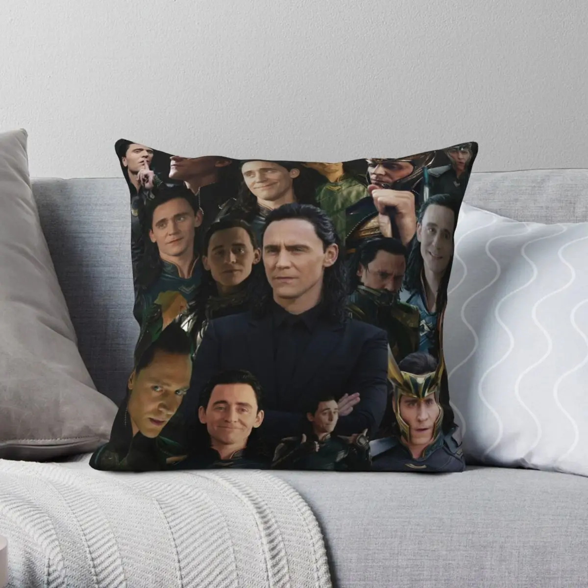 

Tom Hiddleston Collage Square Pillowcase Polyester Linen Velvet Pattern Zip Decorative Pillow Case Sofa Seater Cushion Cover 18"