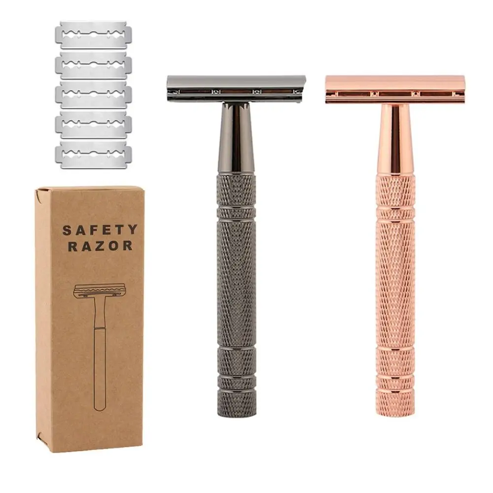 

Travel Stainless Steel 5 Shaving Blades Male Womens Mild Safety Razor Classic Men Shaving Manual Shaver Double Edge Razor