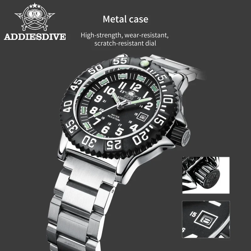 ADDIESDIVE Men's Luminous Waterproof Nylon Strap Watch