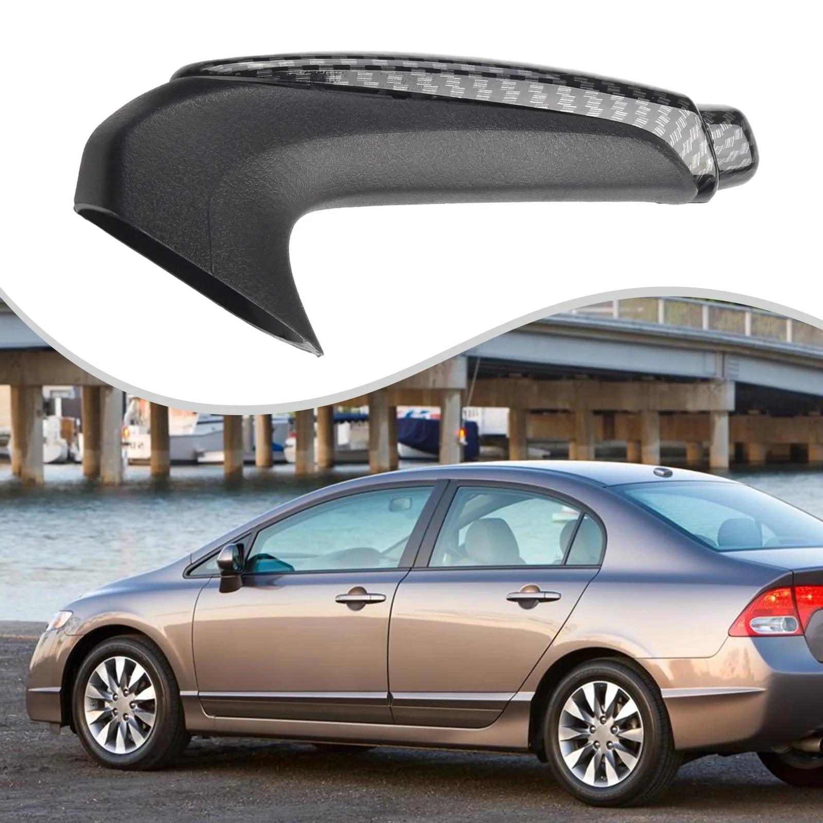 1PC Carbon Fiber Front Hand Brake Trim Cover For Honda Civic For Coupe Sedan 2006- 2011 Handbrake Grips Decoration Shell