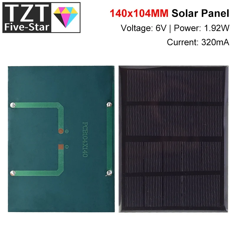 1/3PCS TZT 6V 320mA 1,92W Solarpanel Polykristallin 140*104MM Mini Sunpower Solar System DIY Für Batterie Handy-Ladegerät